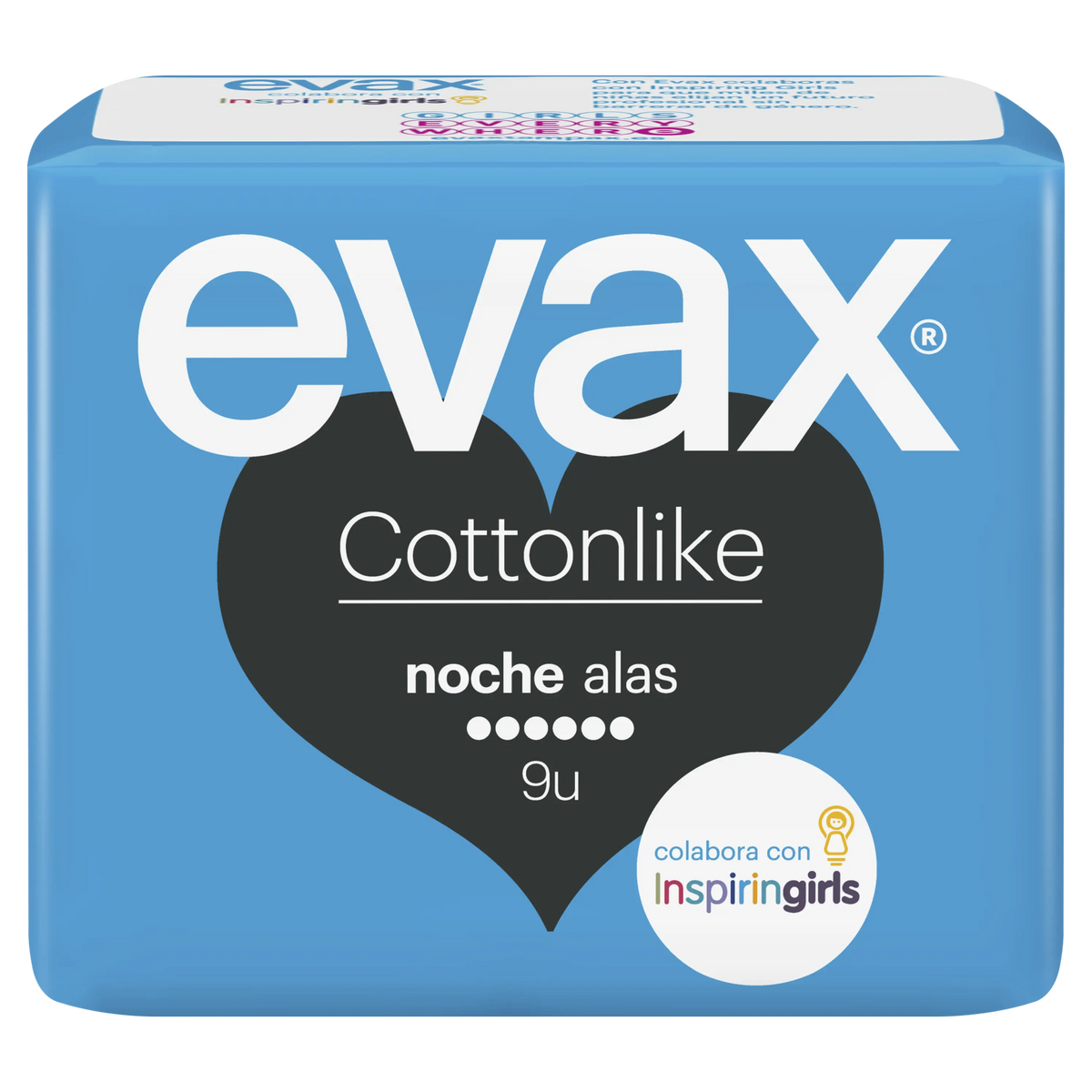 Evax Cottonlike Yö-siteet, siipillä, 9 kpl