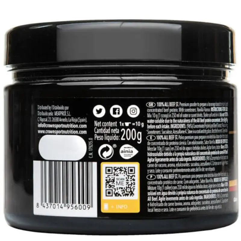 Crown Sport Nutrition 100 % All Beef Vanilla, 200 g (20 annosta) 