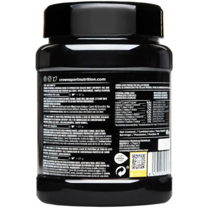 Crown Sport Nutrition Beef & Whey Vanilla, 486 g (18 annosta) 
