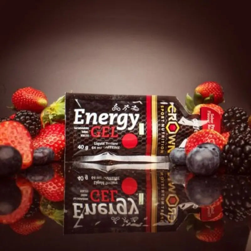 Crown Sport Nutrition -energiageeli, punaiset marjat + kofeiini, 12 x 40 g