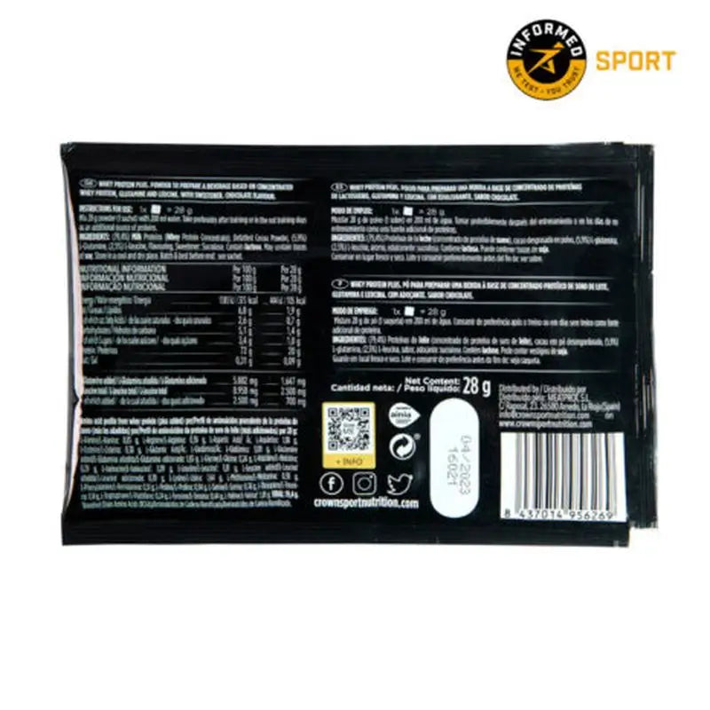 Crown Sport Nutrition Whey Protein + suklaa, yksittäispakkaus, 28 g