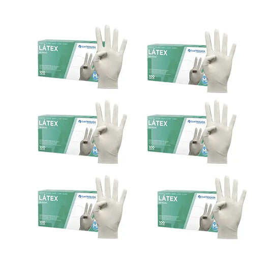 Cuatrogasa Latex Powder Free Gloves White Size M, 6X100 Units