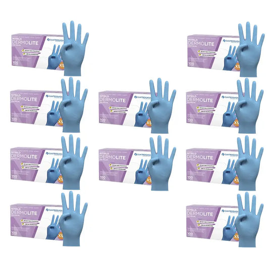 Cuatrogasa Dermolite Powder Free Nitrile Gloves Blue Size Xs, 10X100 Units
