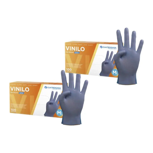 Cuatrogasa pölyttömät siniset vinyylikäsineet, koko M, 2 x 100 kpl