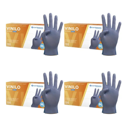 Cuatrogasa pölyttömät siniset vinyylikäsineet, koko M, 4 x 100 kpl