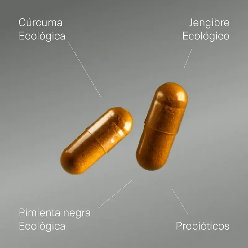 Aldous Bio Kurkuma, inkivääri ja mustapippuri probiooteilla, 250 kapselia