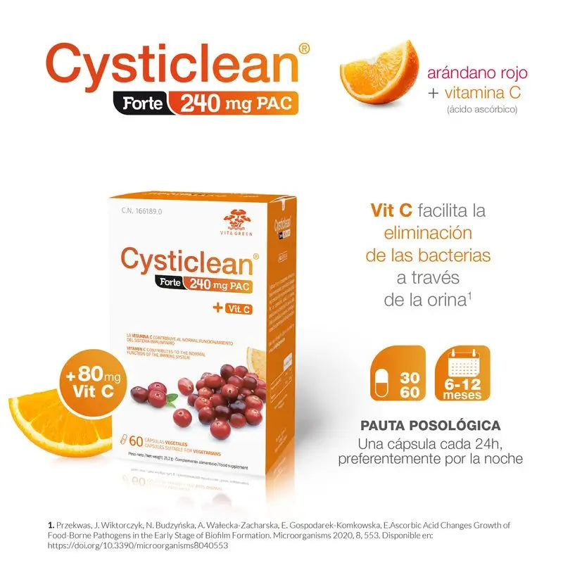 Cysticlean Forte 240 mg, pakkaus, 60 kapselia