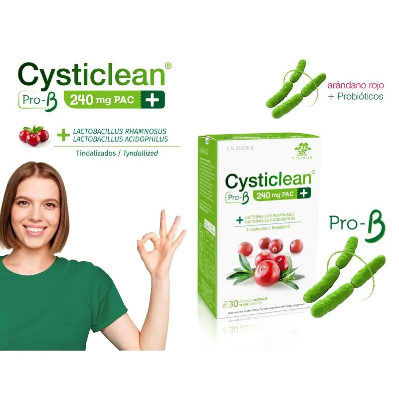 Cysticlean Prob 240 mg, pakkaus, 30 kapselia