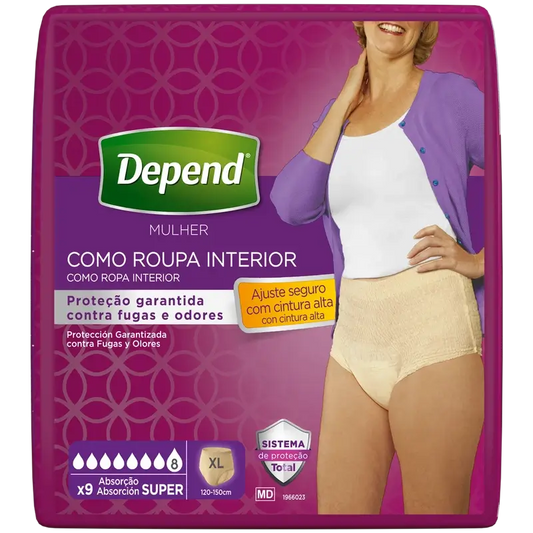 Depend Super Xl Adult Diaper for Women, 9 pcs.