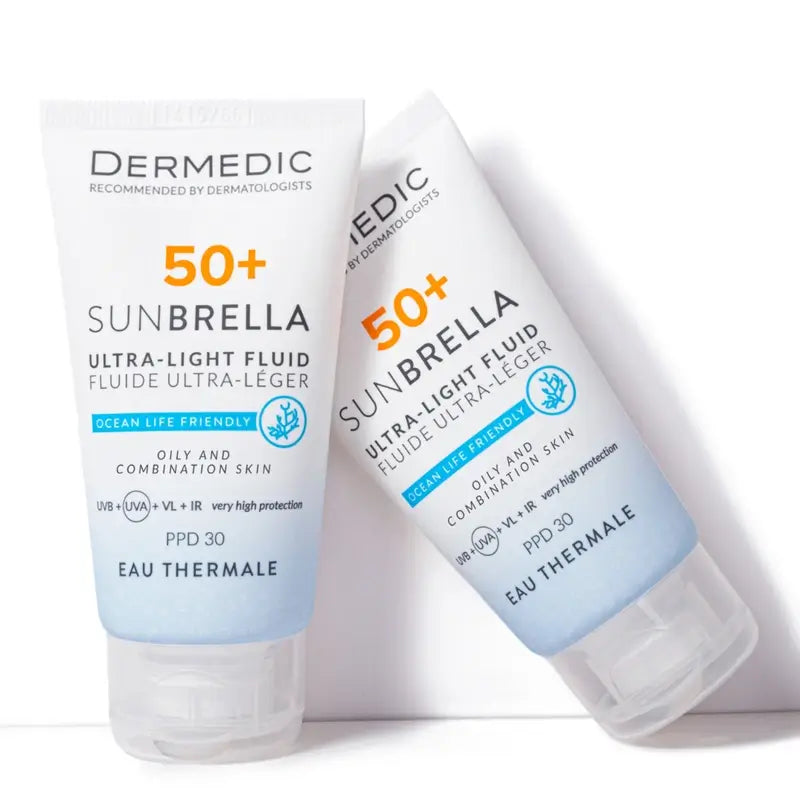 Dermedic Sunbrella Fluido Ultraligero SPF 50+ rasvaiselle ja sekaiholle, 40 ml