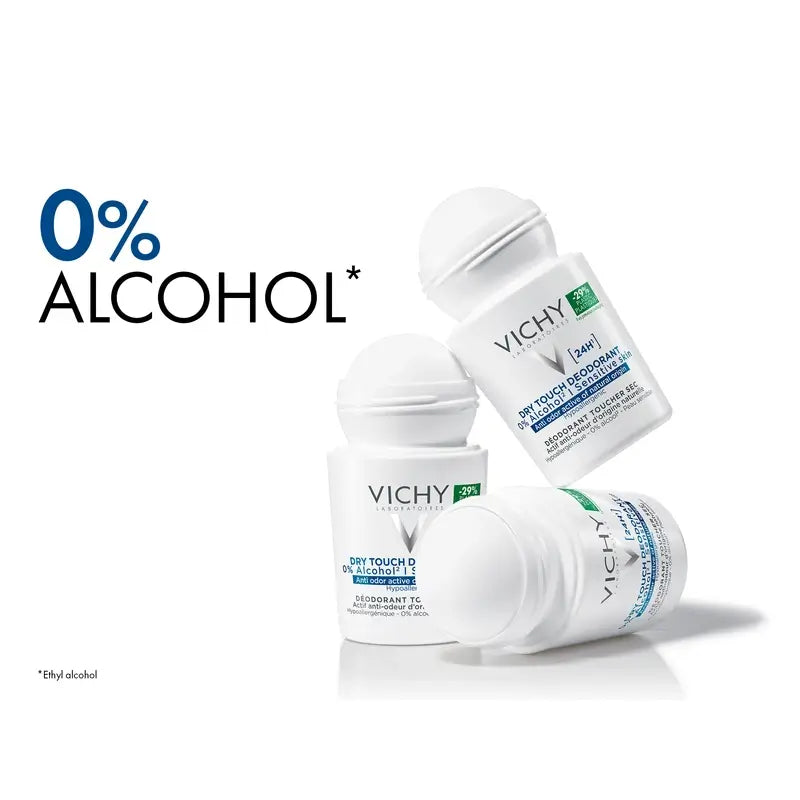 Vichy 24H Dry Touch -deodorantti, roll-on, 0 % alkoholia, 50 ml