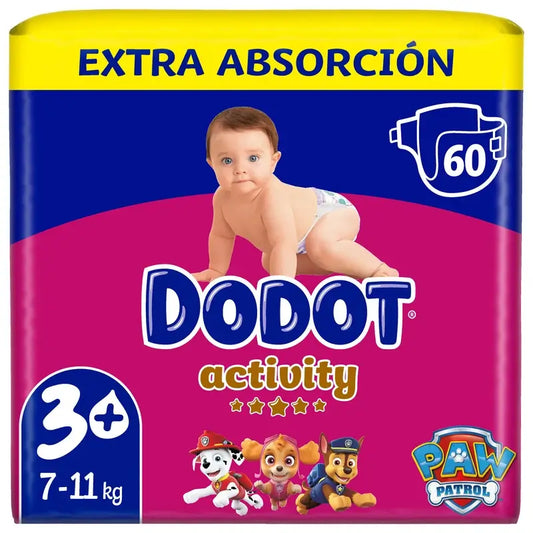 Dodot Activity, koko 3 Extra Jumbo (7–11 kg), 60 vaippaa