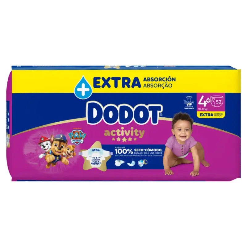 Dodot Activity, koko 4+, Extra Jumbo (10–15 kg), 52 vaippaa