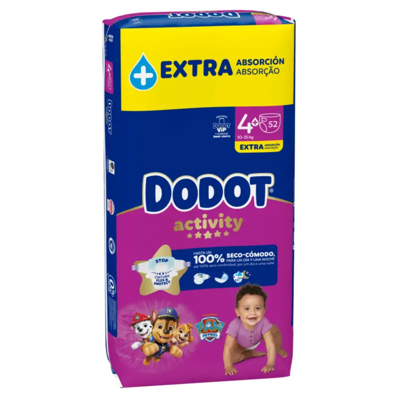 Dodot Activity, koko 4+, Extra Jumbo (10–15 kg), 52 vaippaa