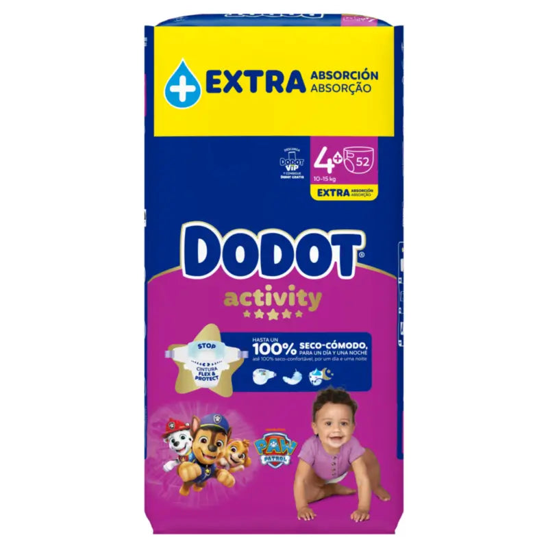 Dodot Activity, koko 4+, Extra Jumbo (10–15 kg), 52 vaippaa