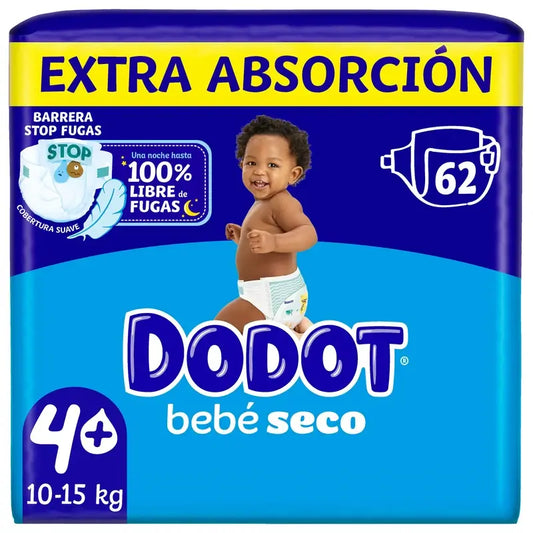 Dodot Bebé Seco, koko 4 (10–15 kg), 62 vaippaa