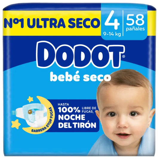 Dodot Bebé Seco, koko 4 (9–14 kg), 58 vaippaa