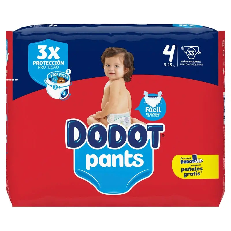 Dodot Pants -vaipat, koko 4 (9–15 kg), 33 kpl