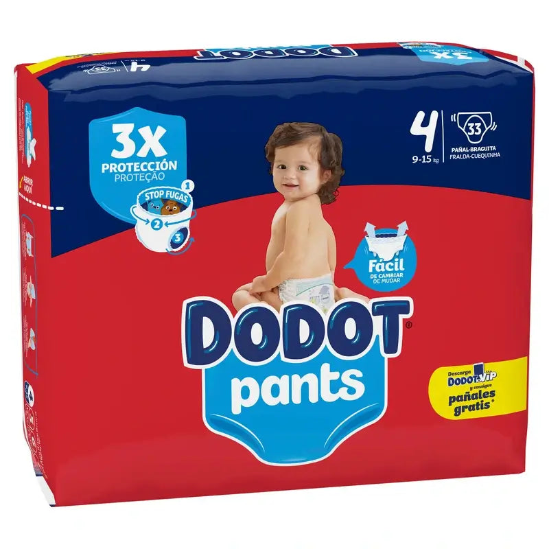 Dodot Pants -vaipat, koko 4 (9–15 kg), 33 kpl