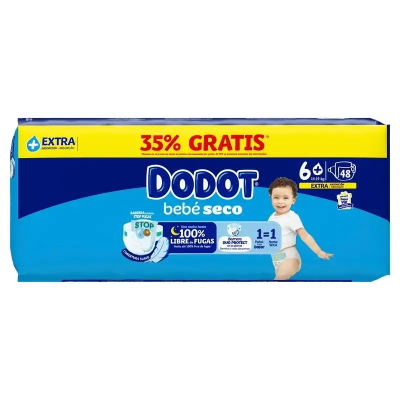 Dodot Bebé Seco, koko 6+ (+14 kg), 2 x 48 vaippaa