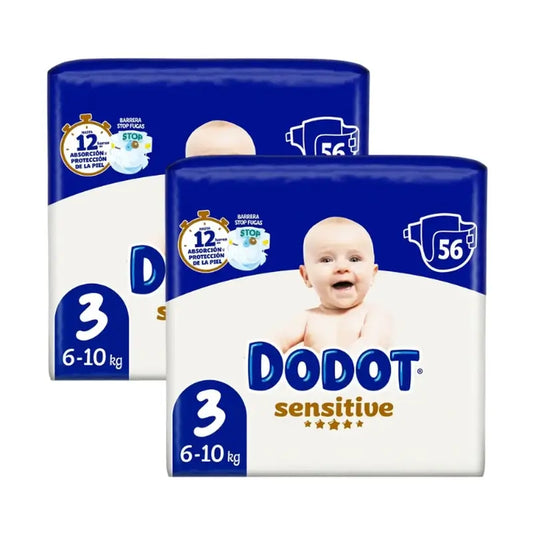 Dodot Sensitive Size 3 (6-10 Kg), 112 Nappies