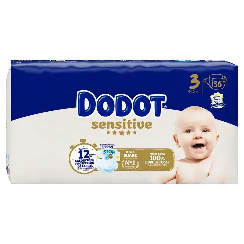 Dodot Sensitive Koko 3 (6–10 kg), 112 vaippaa