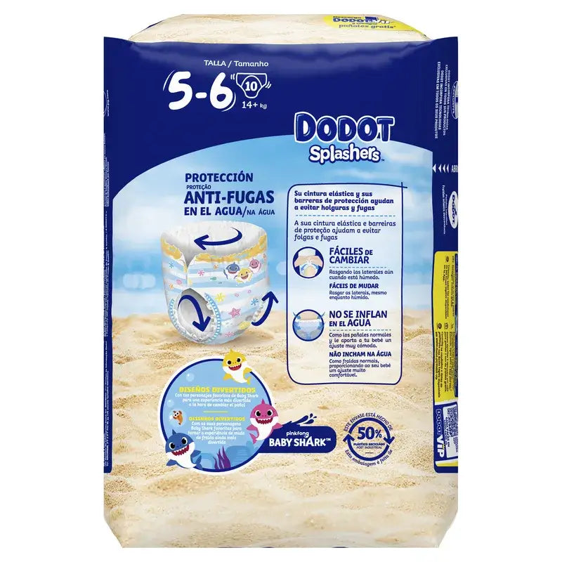 Dodot Splashers -vesivaipat, koko 5–6, 10 kpl