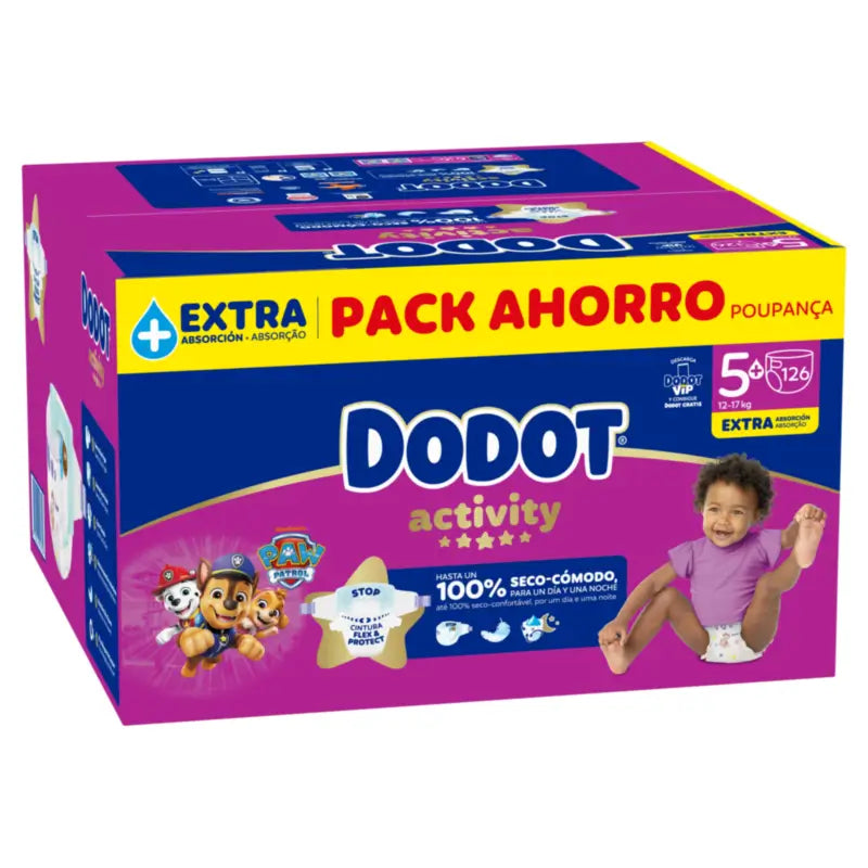 Dodot Activity, koko 5+, 12–17 kg, 126 vaippaa