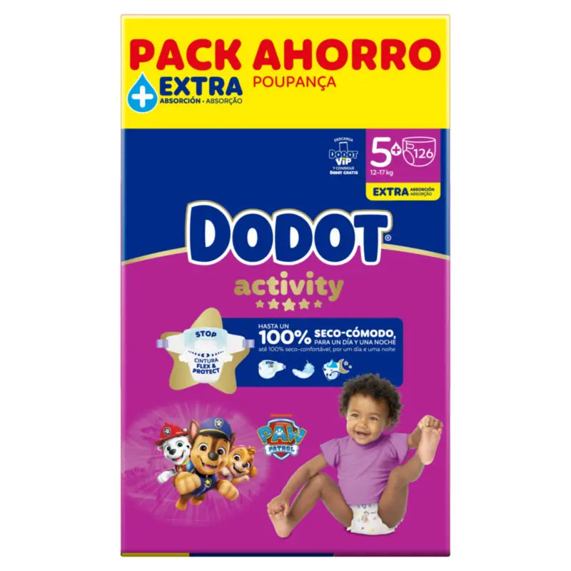 Dodot Activity, koko 5+, 12–17 kg, 126 vaippaa