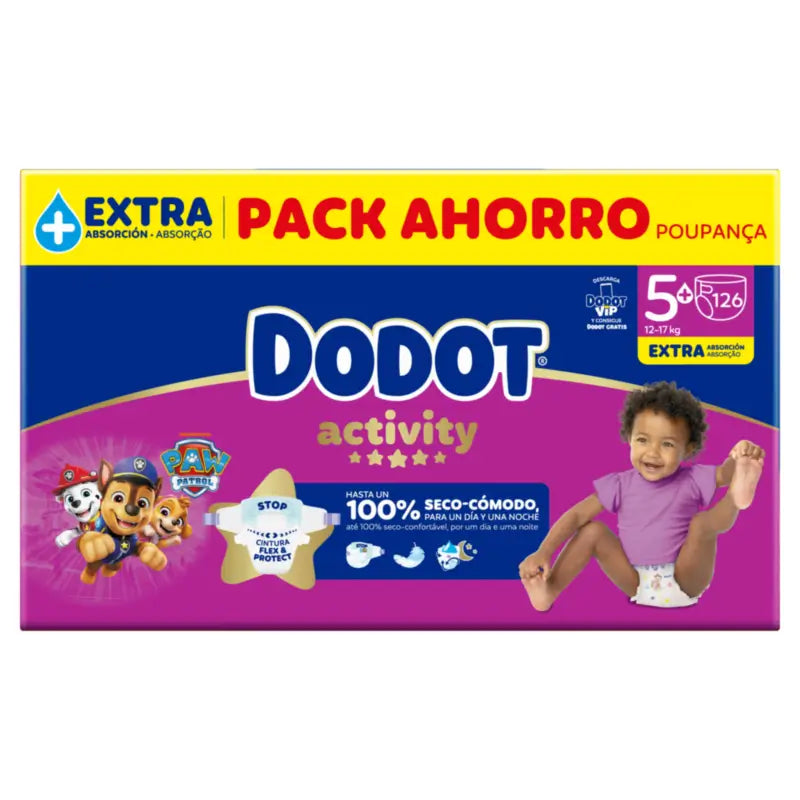 Dodot Activity, koko 5+, 12–17 kg, 126 vaippaa