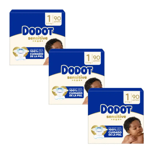 Dodot Sensitive -vaippojen jättipakkaus, koko 1, 3 x 90 kpl