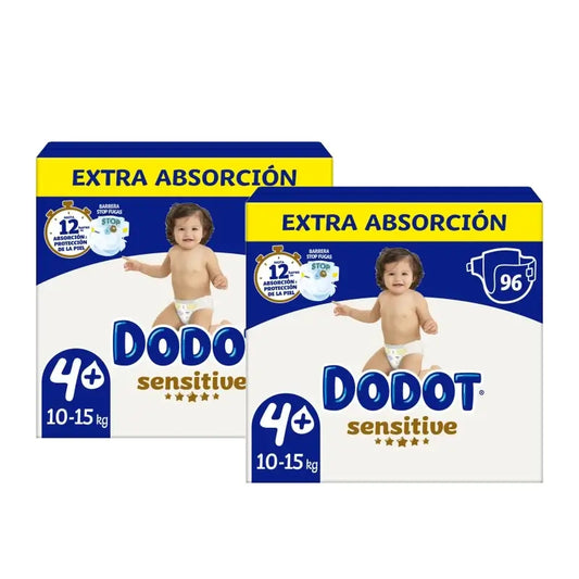 Dodot Sensitive Extra -pakkaus, koko 4+, vaipat, 2 x 96 kpl