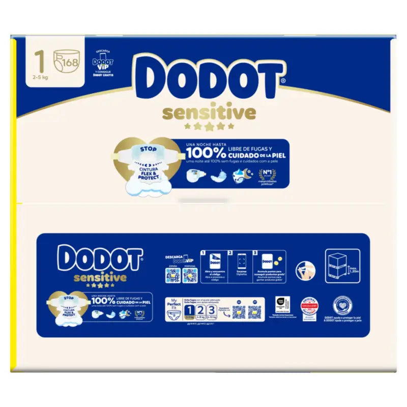 Dodot Sensitive Koko 1, vaipat, 2–5 kg, 168 kpl