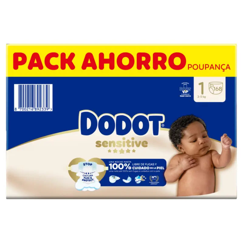 Dodot Sensitive Koko 1, vaipat, 2–5 kg, 168 kpl