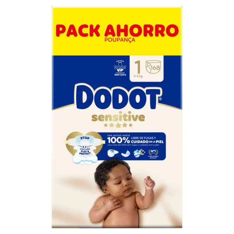 Dodot Sensitive Koko 1, vaipat, 2–5 kg, 168 kpl
