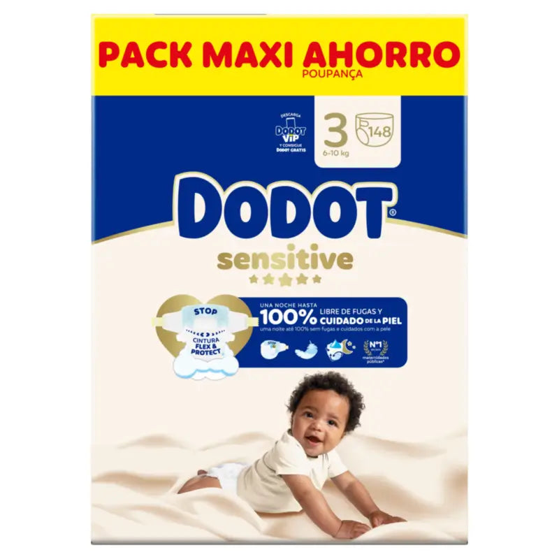 Dodot Sensitive, koko 3, vaipat, 6–10 kg, 148 kpl