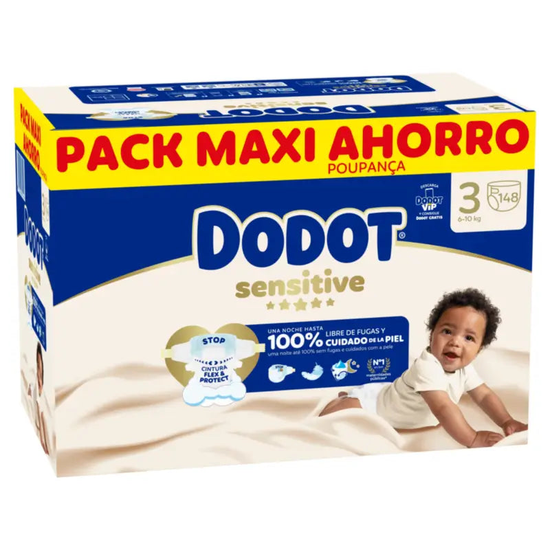 Dodot Sensitive, koko 3, vaipat, 6–10 kg, 148 kpl