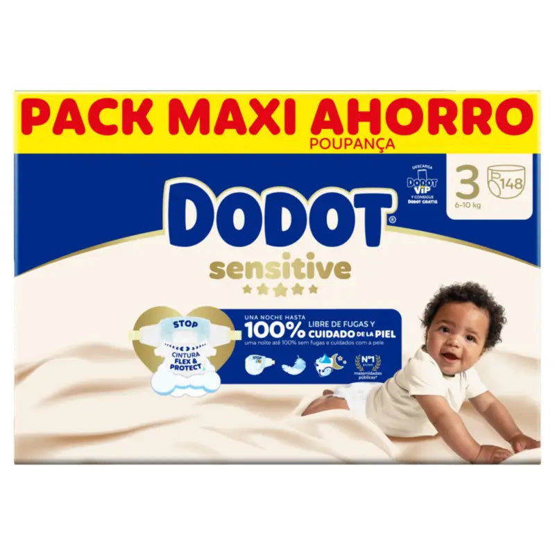 Dodot Sensitive, koko 3, vaipat, 6–10 kg, 148 kpl