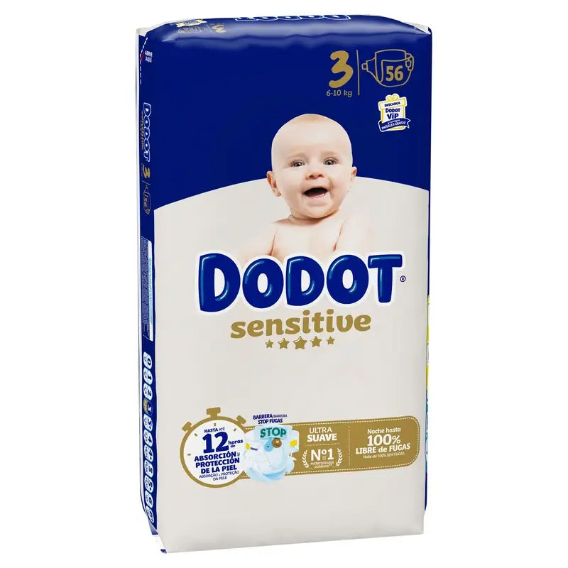 Dodot Sensitive, koko 3 (6–10 kg), 56 vaippaa