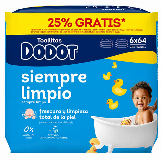 Dodot Mainline -pyyhkeet, 6x64, 384 kpl (25 % ILMAISEKSI)