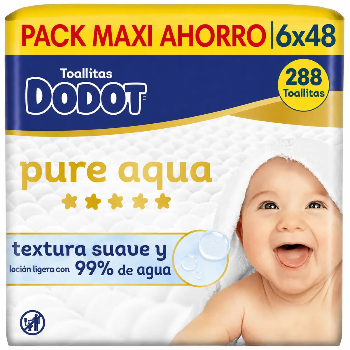 Dodot Pure Aqua -pyyhkeet, 6 x 48, 288 kappaletta