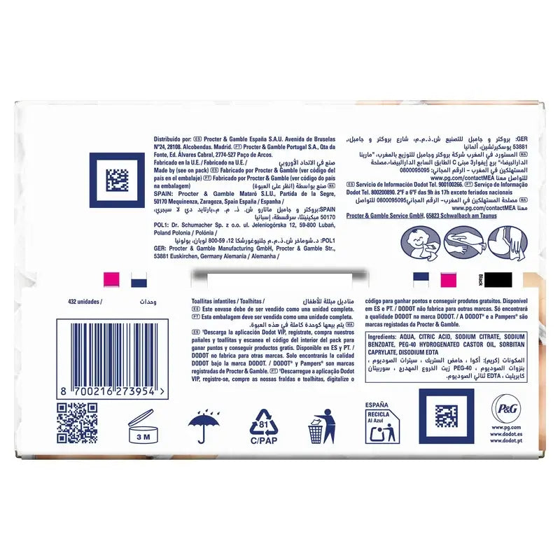 Dodot Pure Aqua -pyyhkeet, 9 x 48, 432 kpl