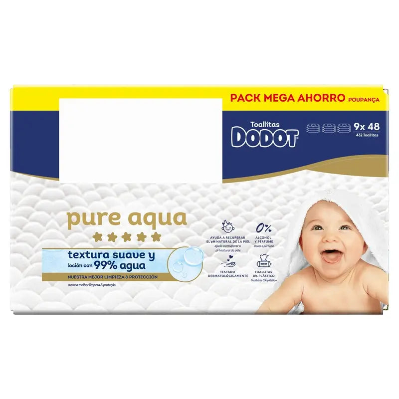 Dodot Pure Aqua -pyyhkeet, 9 x 48, 432 kpl