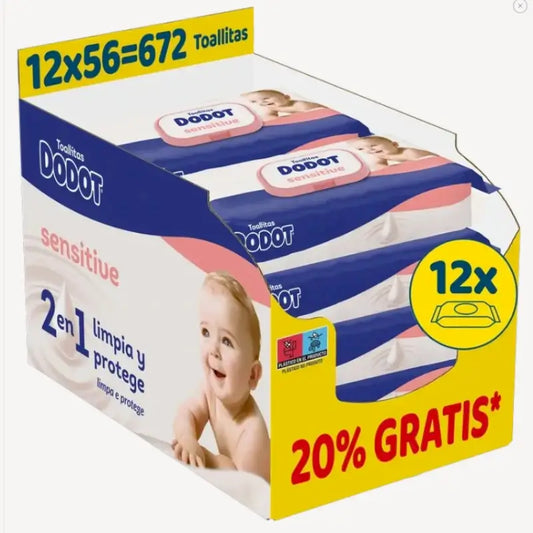 Dodot Sensitive -pyyhkeet, 12 x 56, 672 kpl