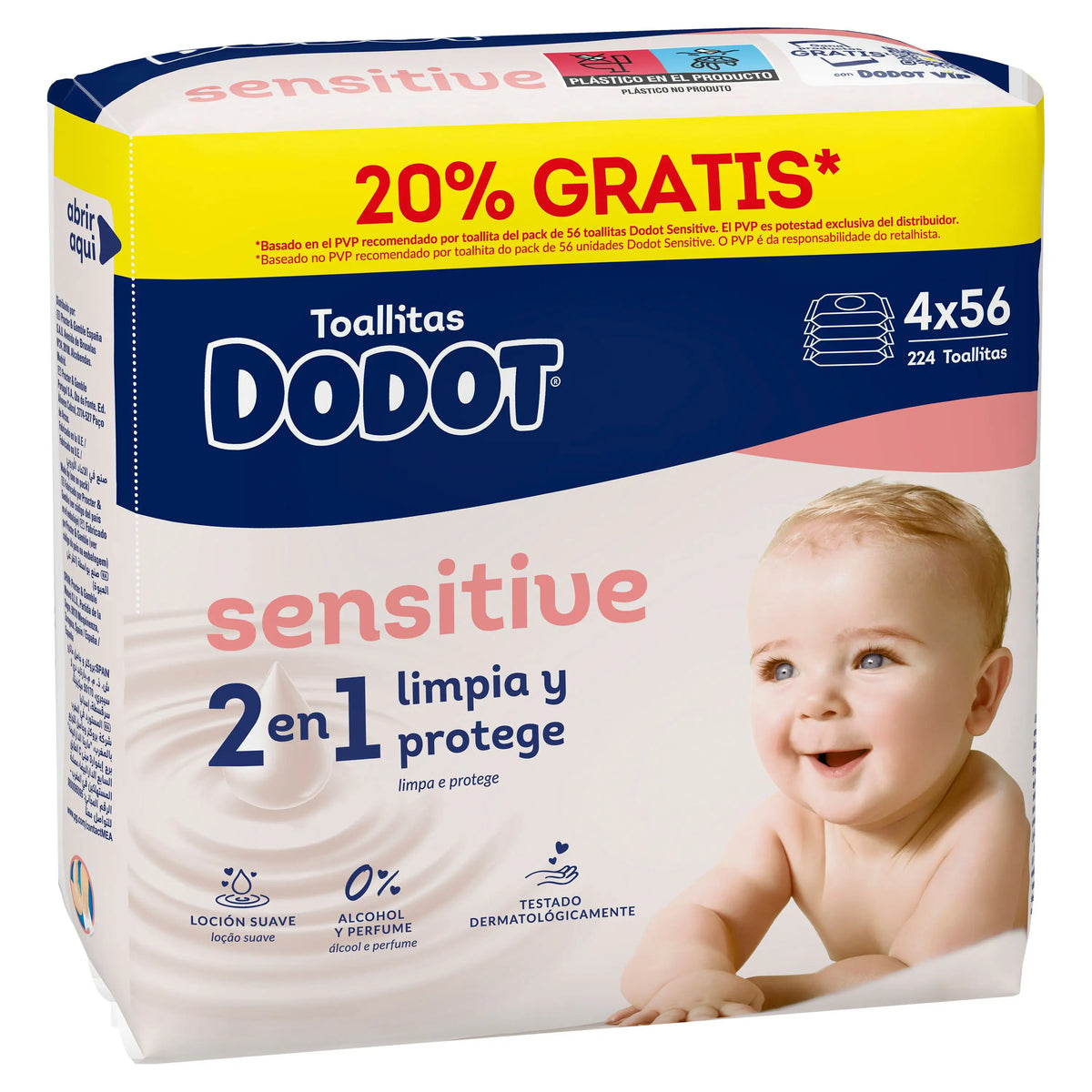 Dodot Sensitive -pyyhkeet, 4 x 56, 224 kpl (20 % ILMAISEKSI)