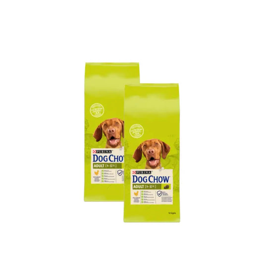 Dog Chow Canine Adult Chicken -pakkaus, 2 x 14 kg, koiranruoka