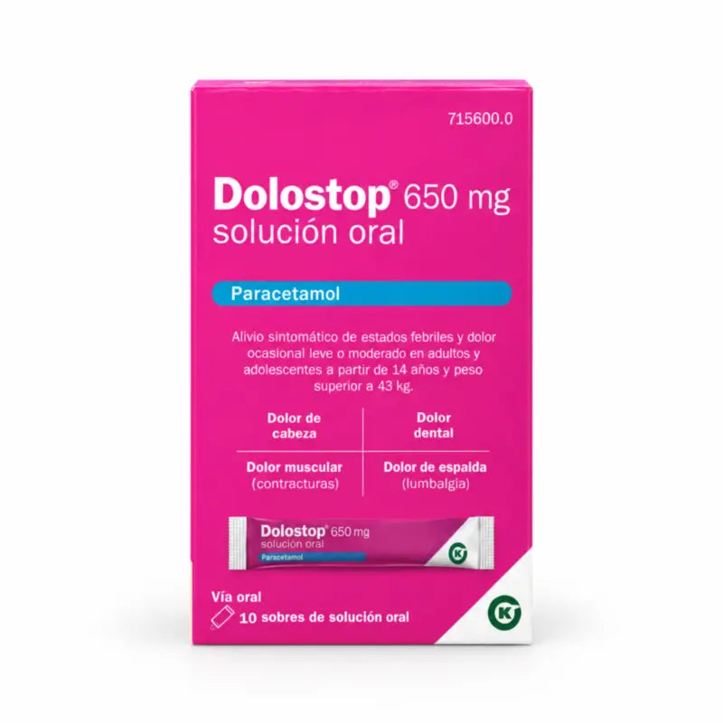 Dolostop 650 mg suun kautta otettava liuos, 10 pussia