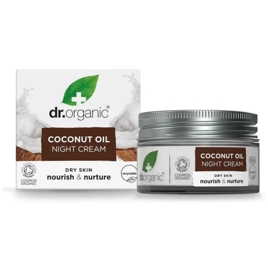 Dr.Organic Yövoide, neitsytkookosöljy – kuivalle ja erittäin kuivalle iholle, 50 ml
