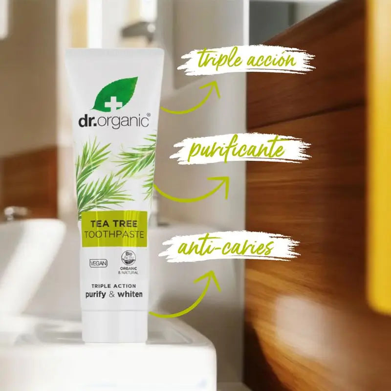 Dr.Organic Teepuu-hammastahna, kolminkertainen vaikutus, 100 ml