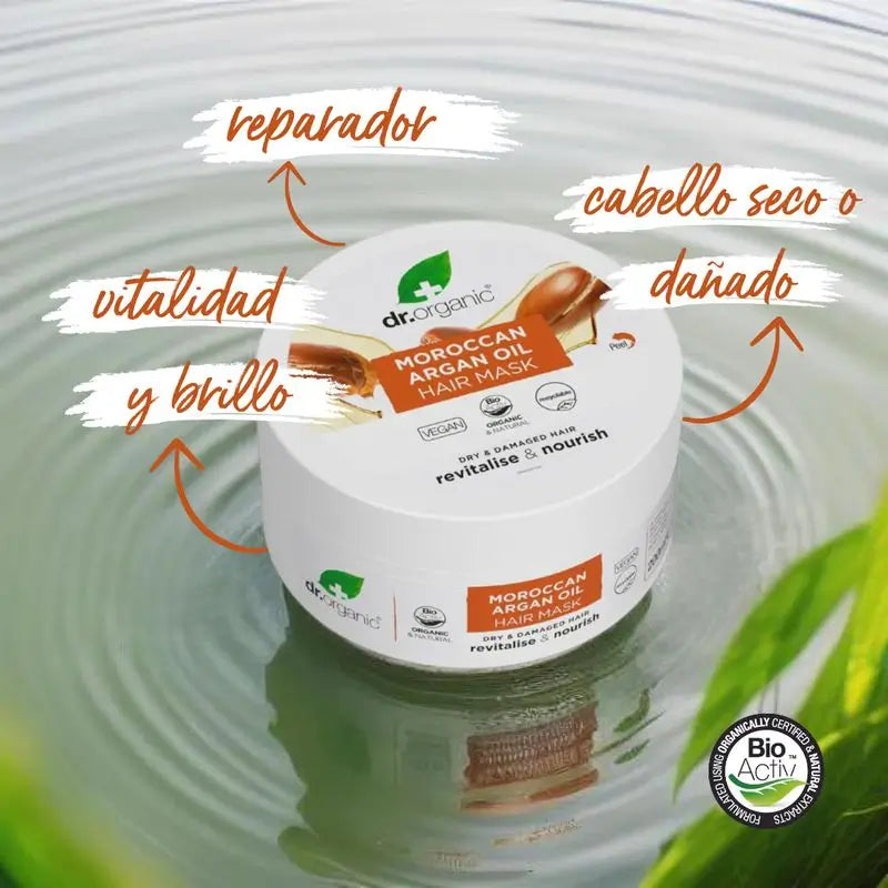 Dr.Organic Arganöljy-hiusnaamio kuivalle tai vaurioituneelle hiukselle, 200 ml